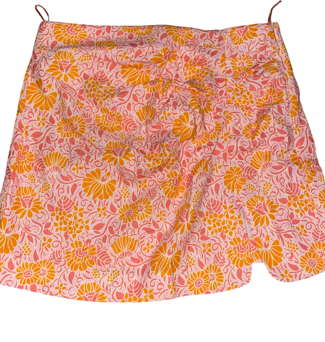 Zara linen blend floral mini skirt (Small)