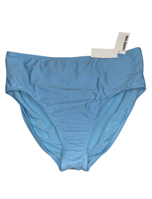 Lands' End High Waisted Bikini Bottoms in solid light blue.( Large)