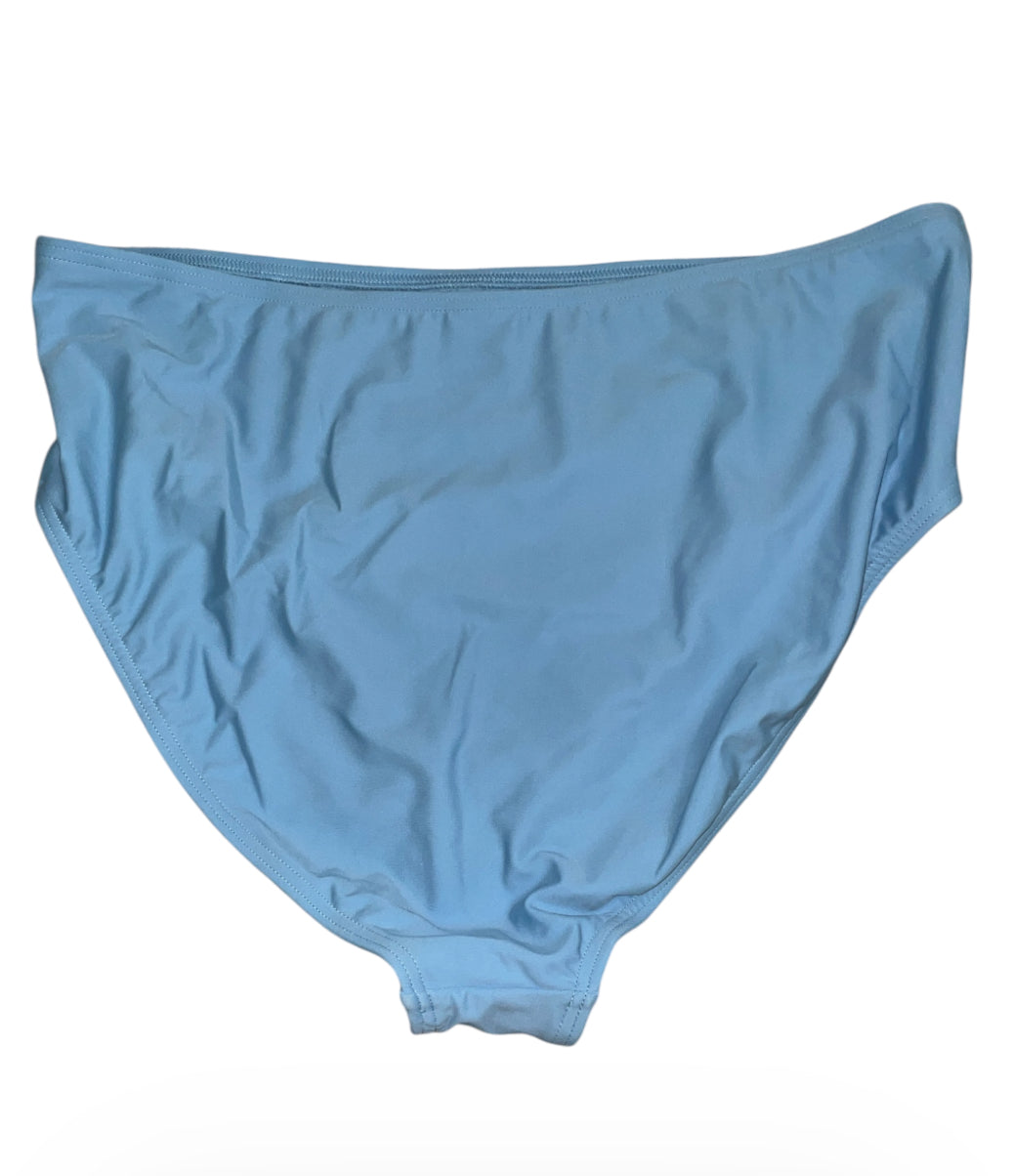 Lands' End High Waisted Bikini Bottoms in solid light blue.( Large)