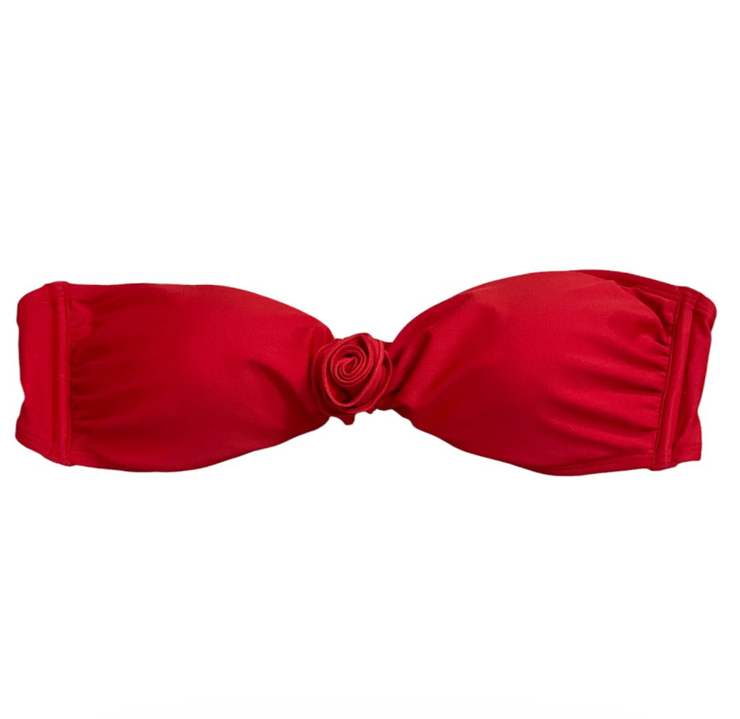 Wild Fable red bandeau bikini top &nbsp;with Rosette Detail (Large)