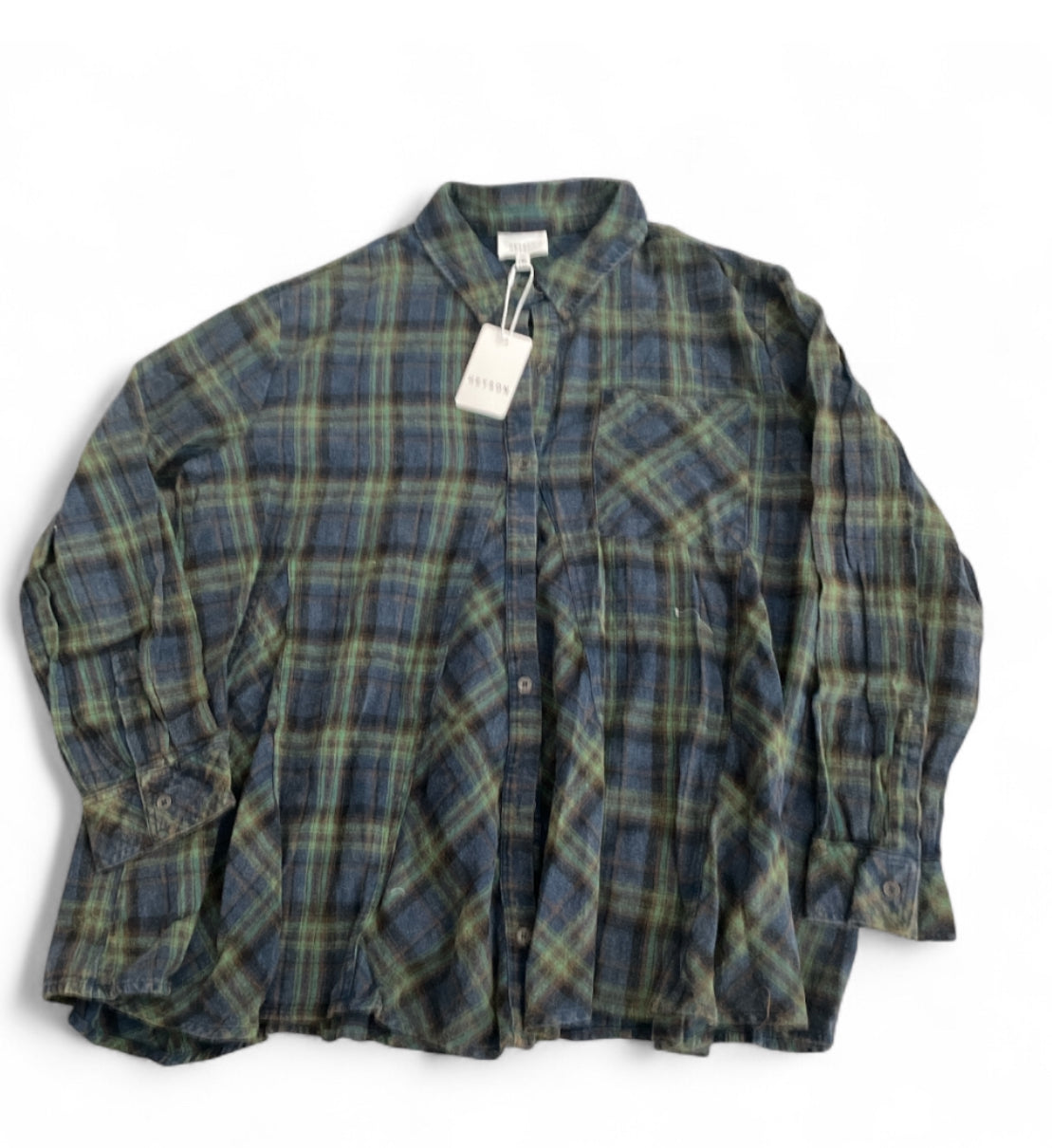 Heyson Green Mineral-Washed Plaid Button-Down Shirt (1x)