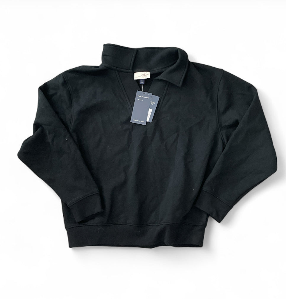 Universal Thread Black Leisure Studio Polo Pullover Sweatshirt (X-Small)