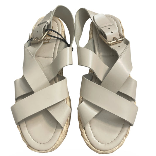 Zara Leather Strappy Flatform Platform Espadrille Sandals, (9)