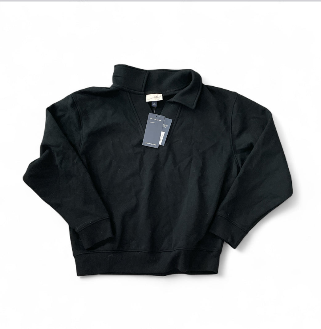 Universal Thread Black Leisure Studio Polo Pullover Sweatshirt (X-Small)
