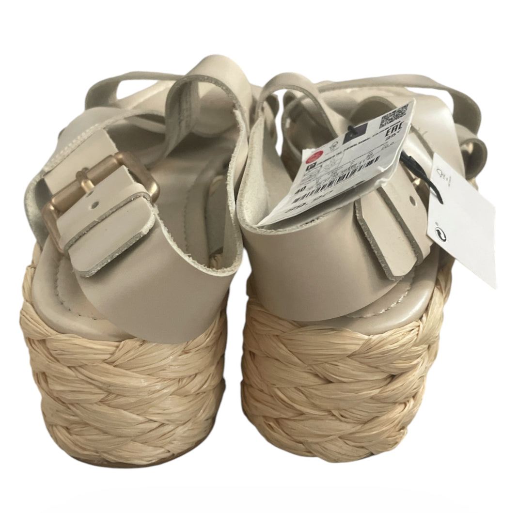 Zara Leather Strappy Flatform Platform Espadrille Sandals, (9)
