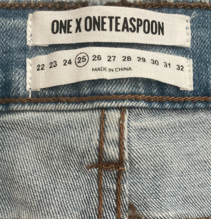 One Teaspoon Patched Distressed Loonies Skinny Jeans (25)