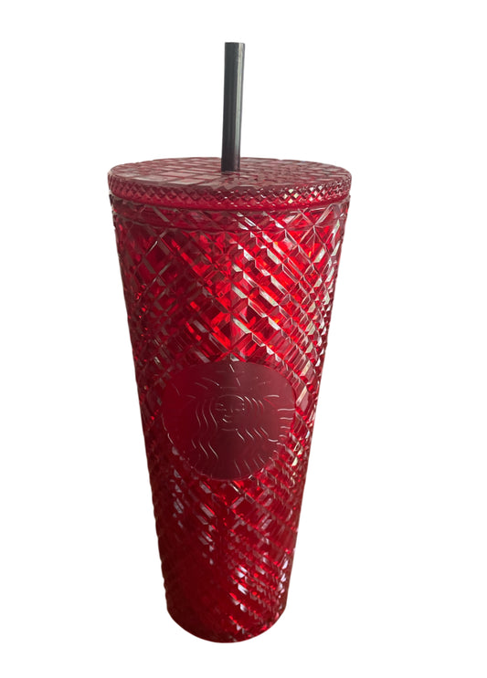 Starbucks 2021 Holiday Jeweled Tumbler in red, diamond-studded
