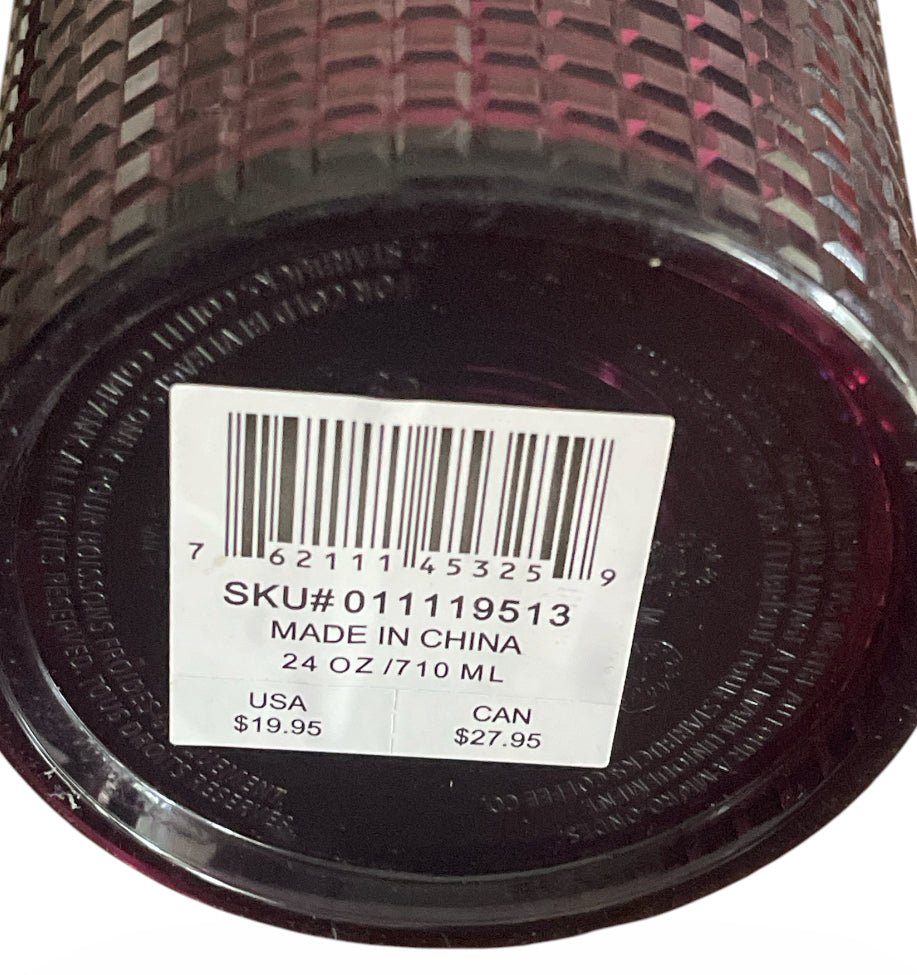 Starbucks 2020 Holiday Studded Grid Cold Cup Tumbler in the color Berry Plum.