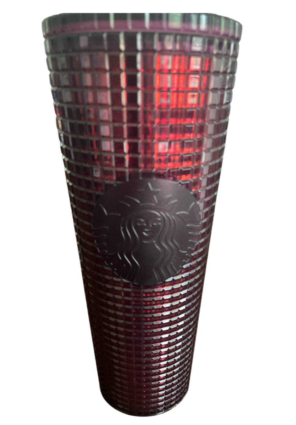 Starbucks 2020 Holiday Studded Grid Cold Cup Tumbler in the color Berry Plum.