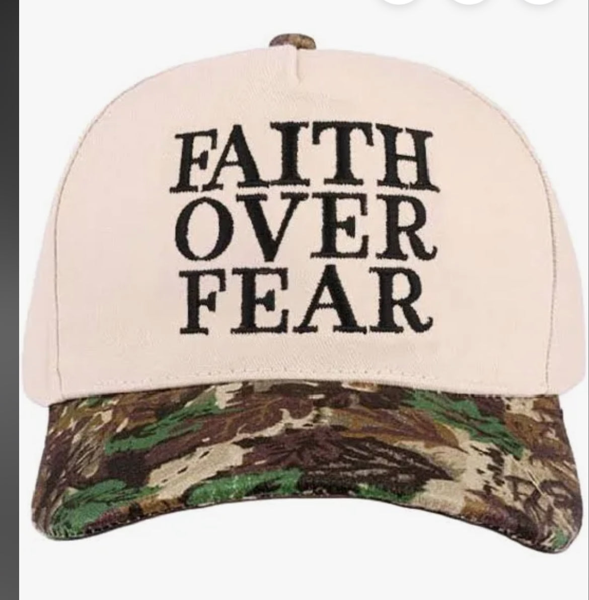 Zenana Cap Two Tone Camo Faith Over Fear