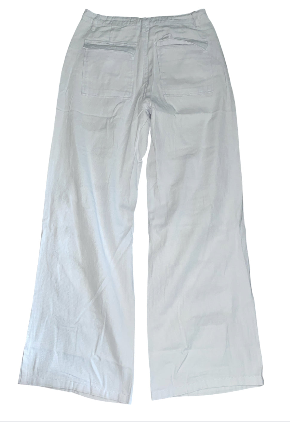 Hot and Delicious distressed, white trouser, patchwork pants (Small)