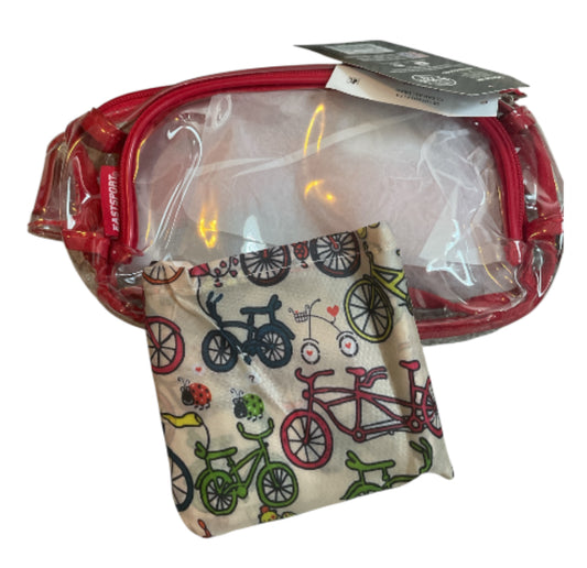 Red Clear Crossover Bag with Bicycle Print Tote Bag