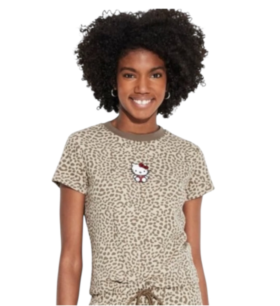 Sanrio Hello Kitty Leopard Print Tee (X-Small)