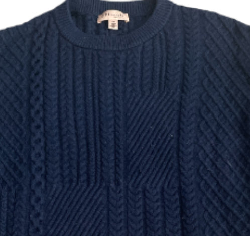 Philosophy Navy Blue Cable Knit Sweater (Large)