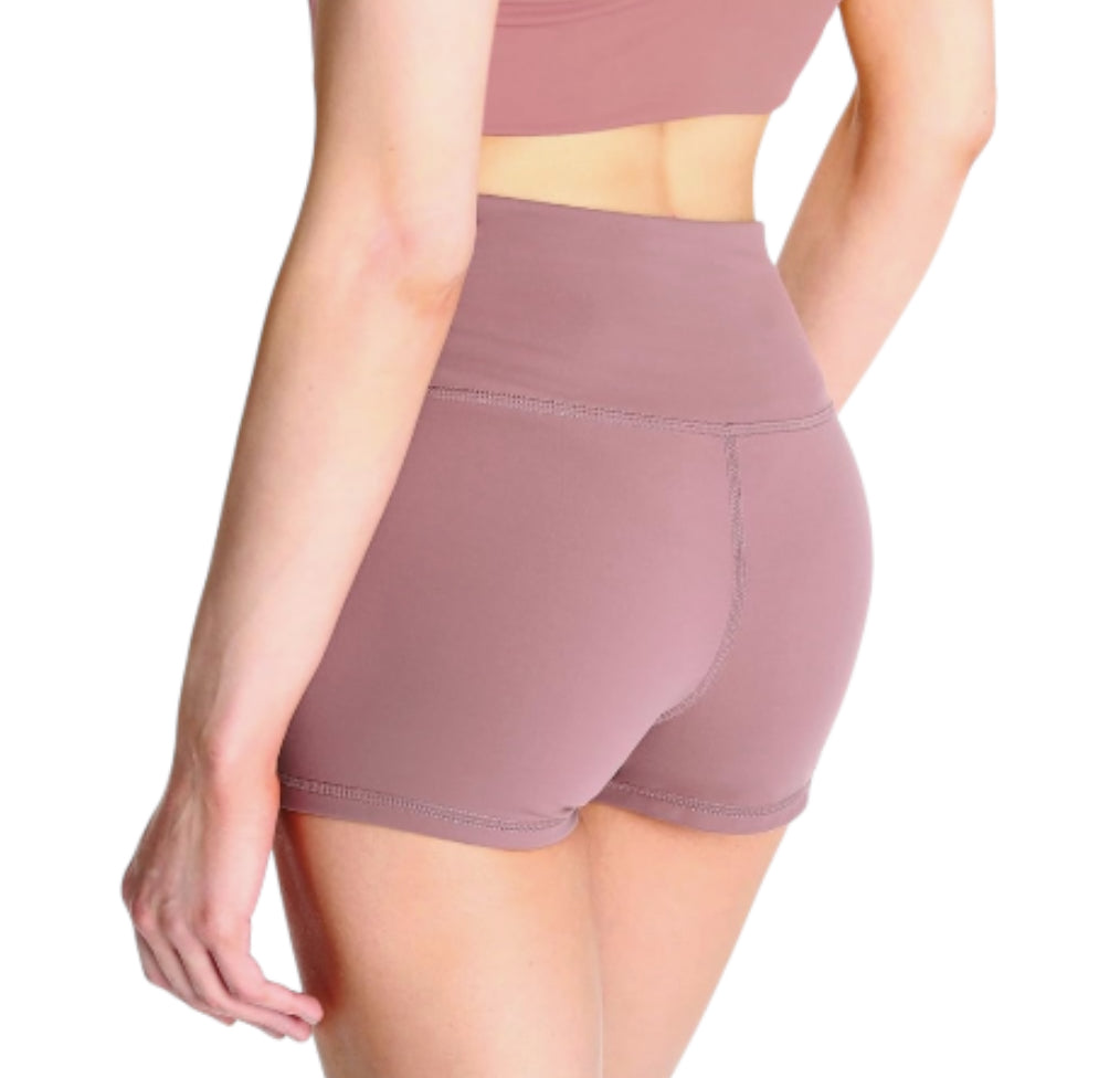 Workout Yoga Athletic High Waist Mauve Shorts (X-Large)