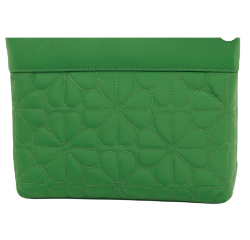 Kate Spade New York Flower Quilted Zip Cosmetic Pouch (Green)