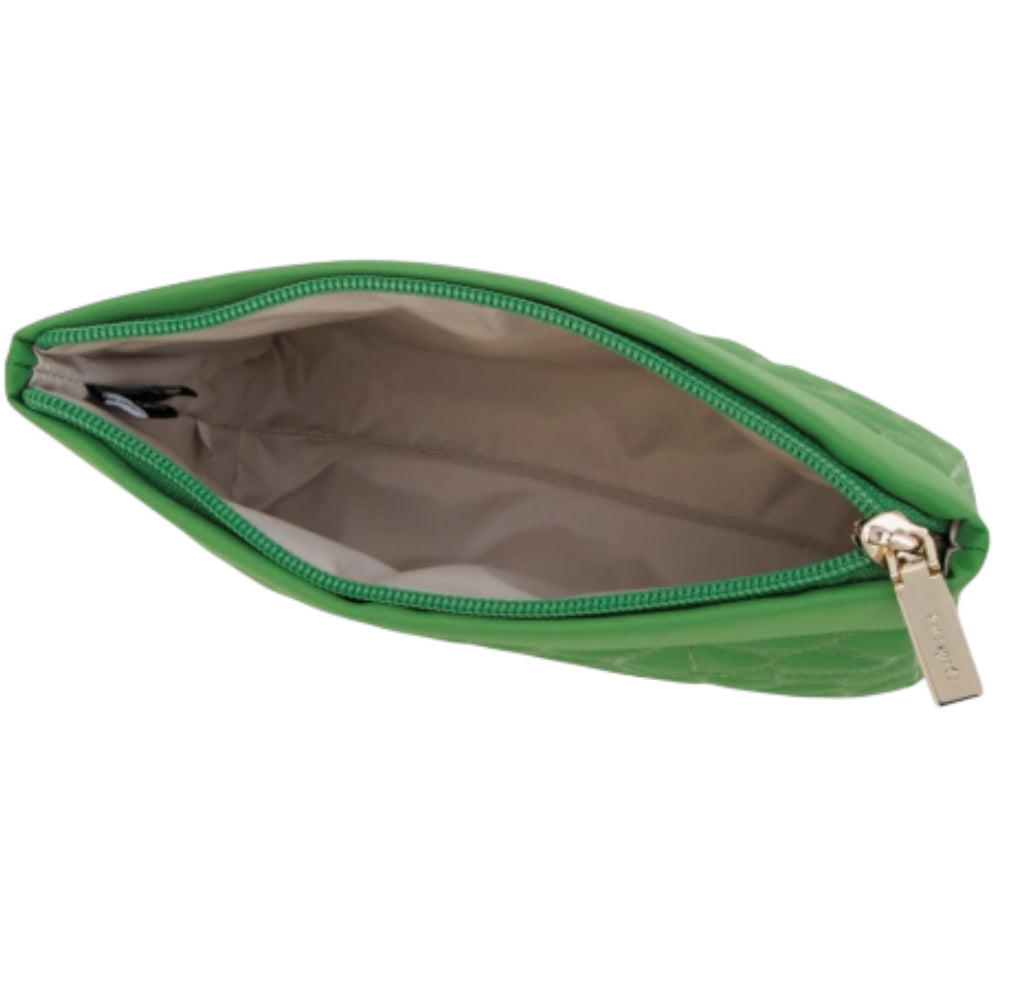 Kate Spade New York Flower Quilted Zip Cosmetic Pouch (Green)