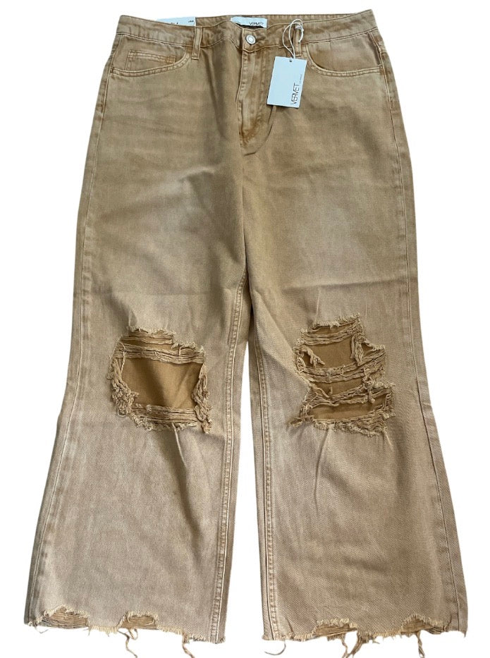 Vervet Leslie High-Rise Distressed Wide-Leg Cropped Jeans (31)