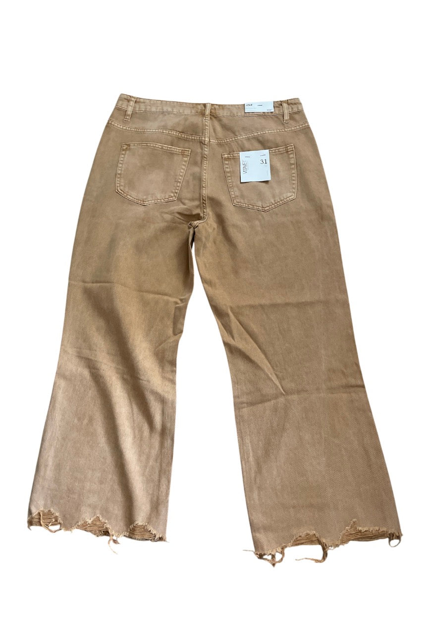 Vervet Leslie High-Rise Distressed Wide-Leg Cropped Jeans (31)