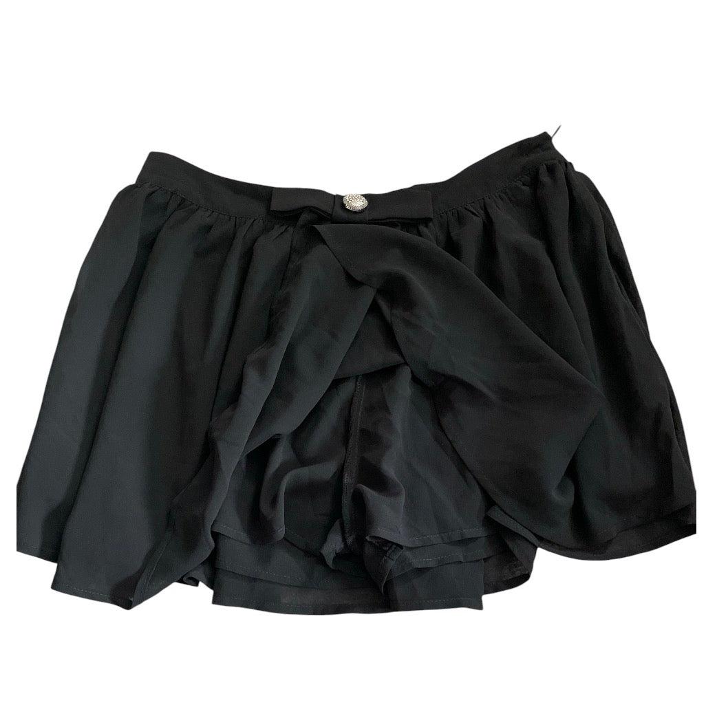 Commense black lightweight chiffon mini skirt with embellished bow (Large)