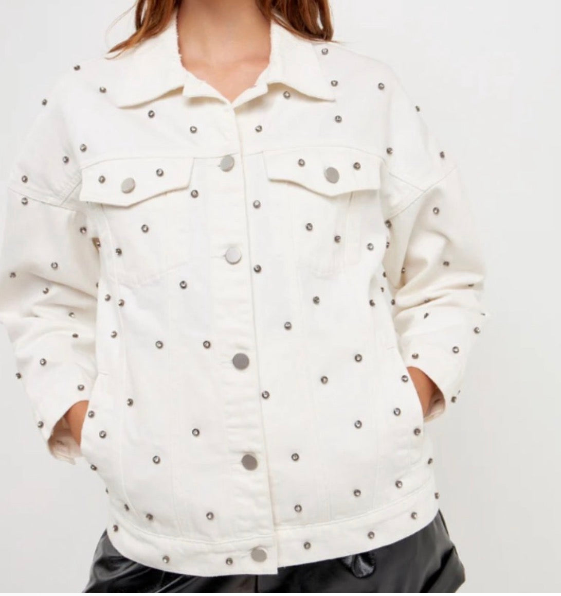 Grey Lab Women's Studded Denim Jacket (Small)