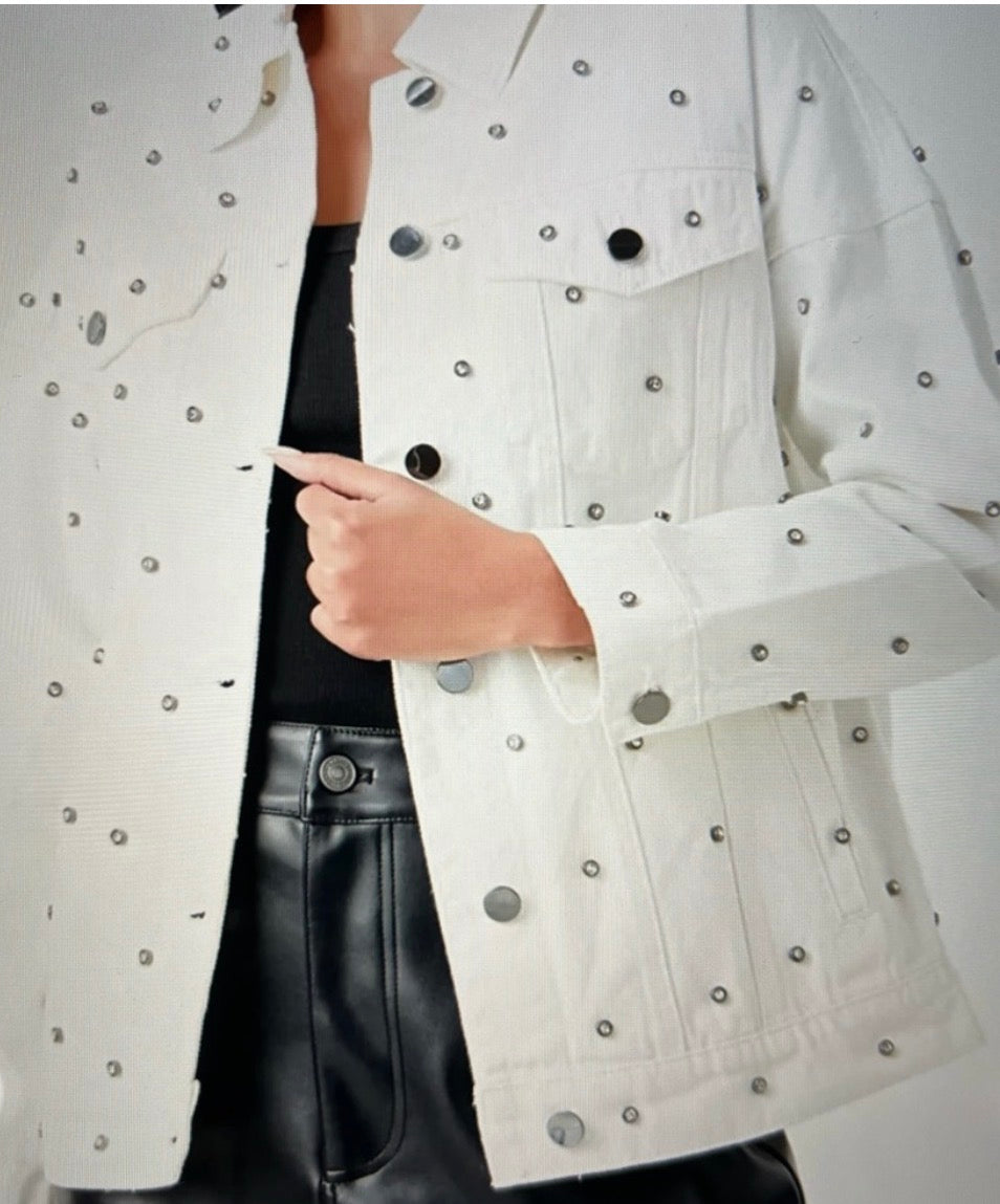 Grey Lab Women's Studded Denim Jacket (Small)