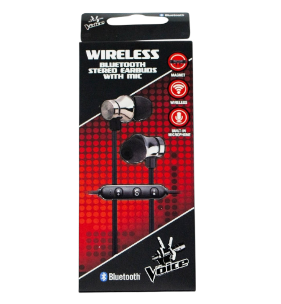 The Voice: Wireless Bluetooth Stereo Earbuds w/ Mic - Black