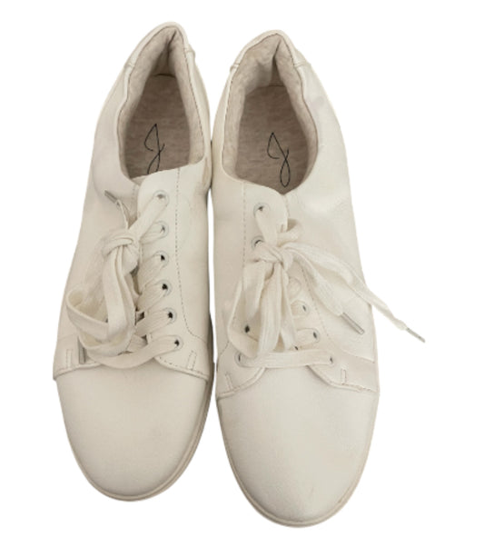 Joie Harvard White Faux Leather Low Top Lace Up Lined Sneakers (9.5)
