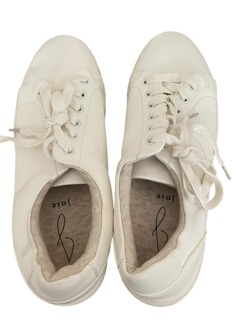 Joie Harvard White Faux Leather Low Top Lace Up Lined Sneakers (9.5)