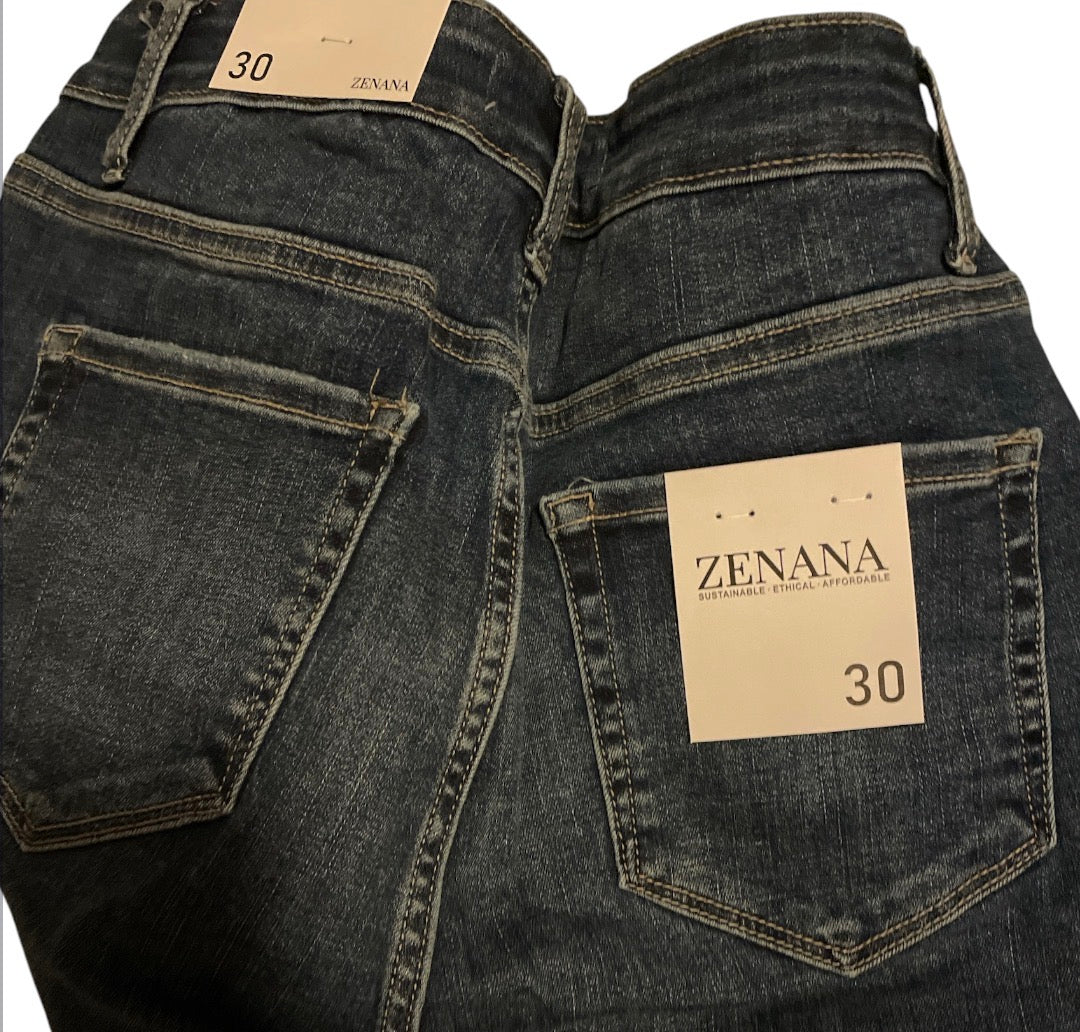 Zenana high-waist raw hem flare leg denim jeans