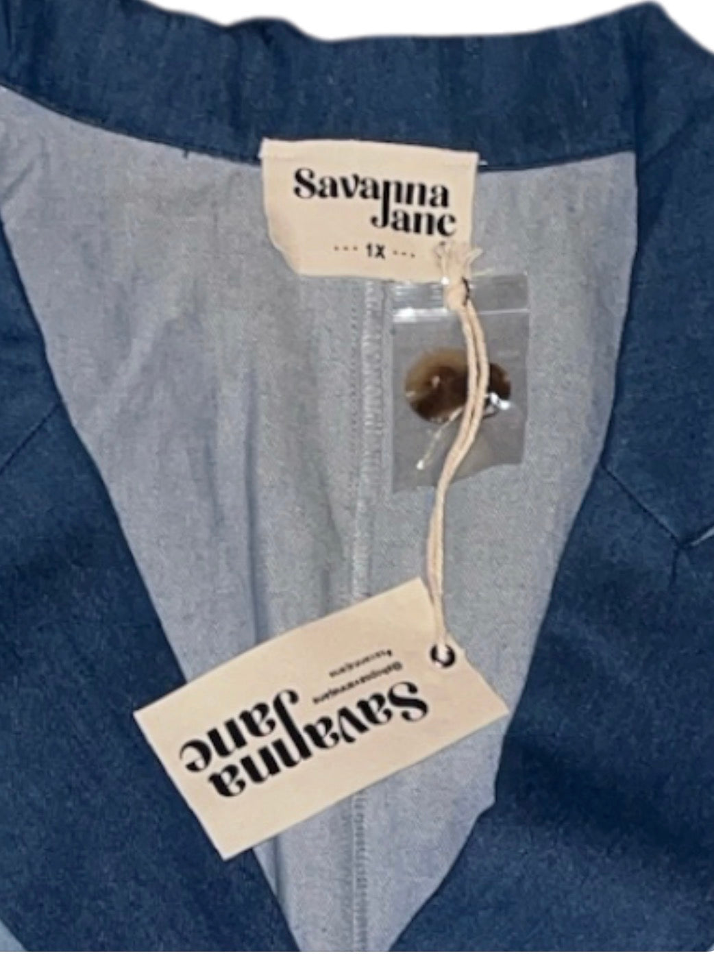 Savanna Jane two-toned color block denim blazer (1x)