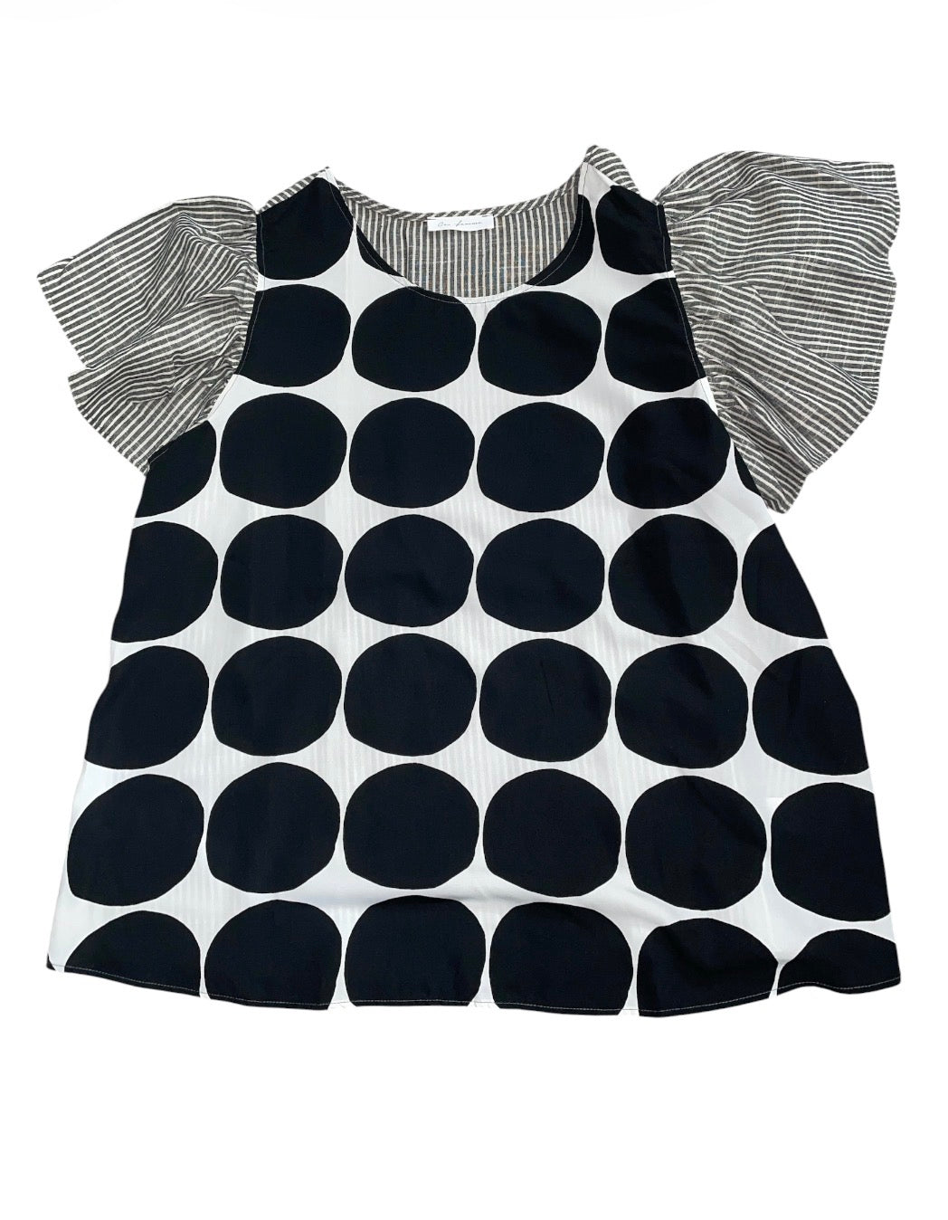 Ces Femme Contrast Polka Dot Blouse Top (1x)