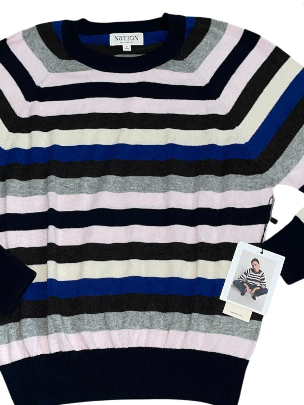 Nation Los Angeles Yanni Stripe Sweater in Blush Vintage Stripe (South)