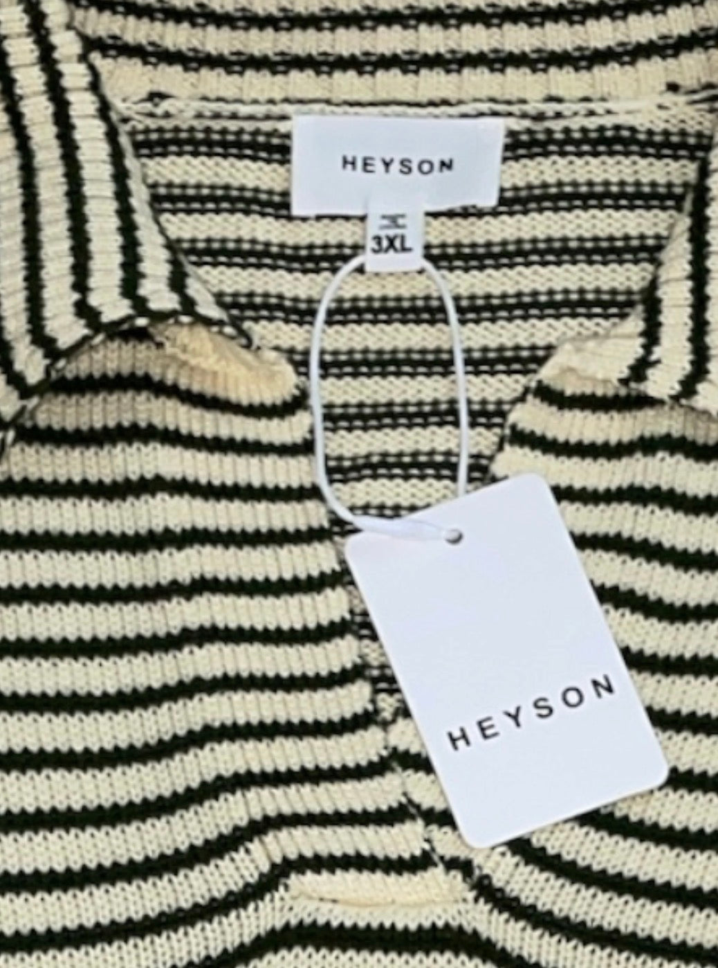 Heyson sleeveless, olive and cream striped knit sweater (3x)