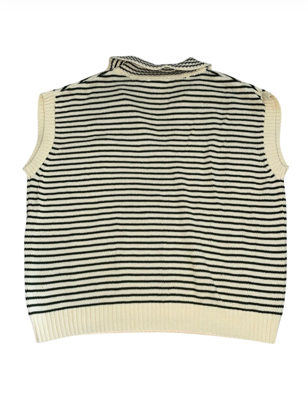 Heyson sleeveless, olive and cream striped knit sweater (3x)