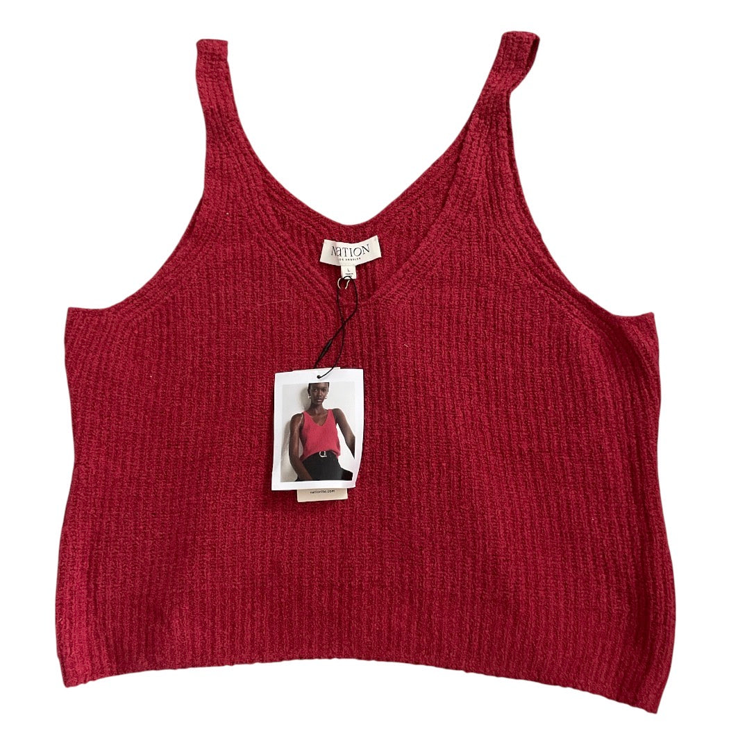 Nation Ltd Cece Sweater Tank Heartbeat Red