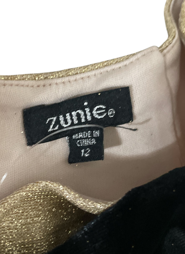 Zunie Gold Sparkle and Black Velvet Bow