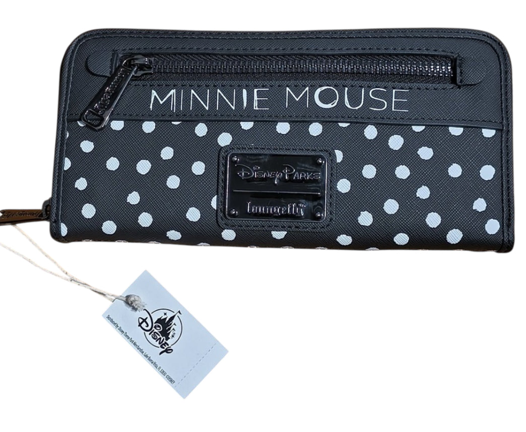 Loungefly Disney Parks Minnie Mouse White Polka Dot Red Bow Wallet