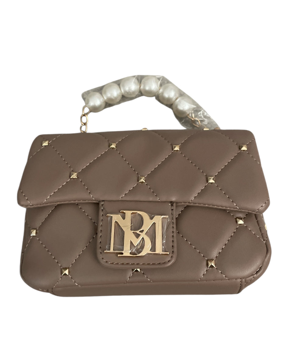 Badgley Mischka Taupe Beaded Crossbody