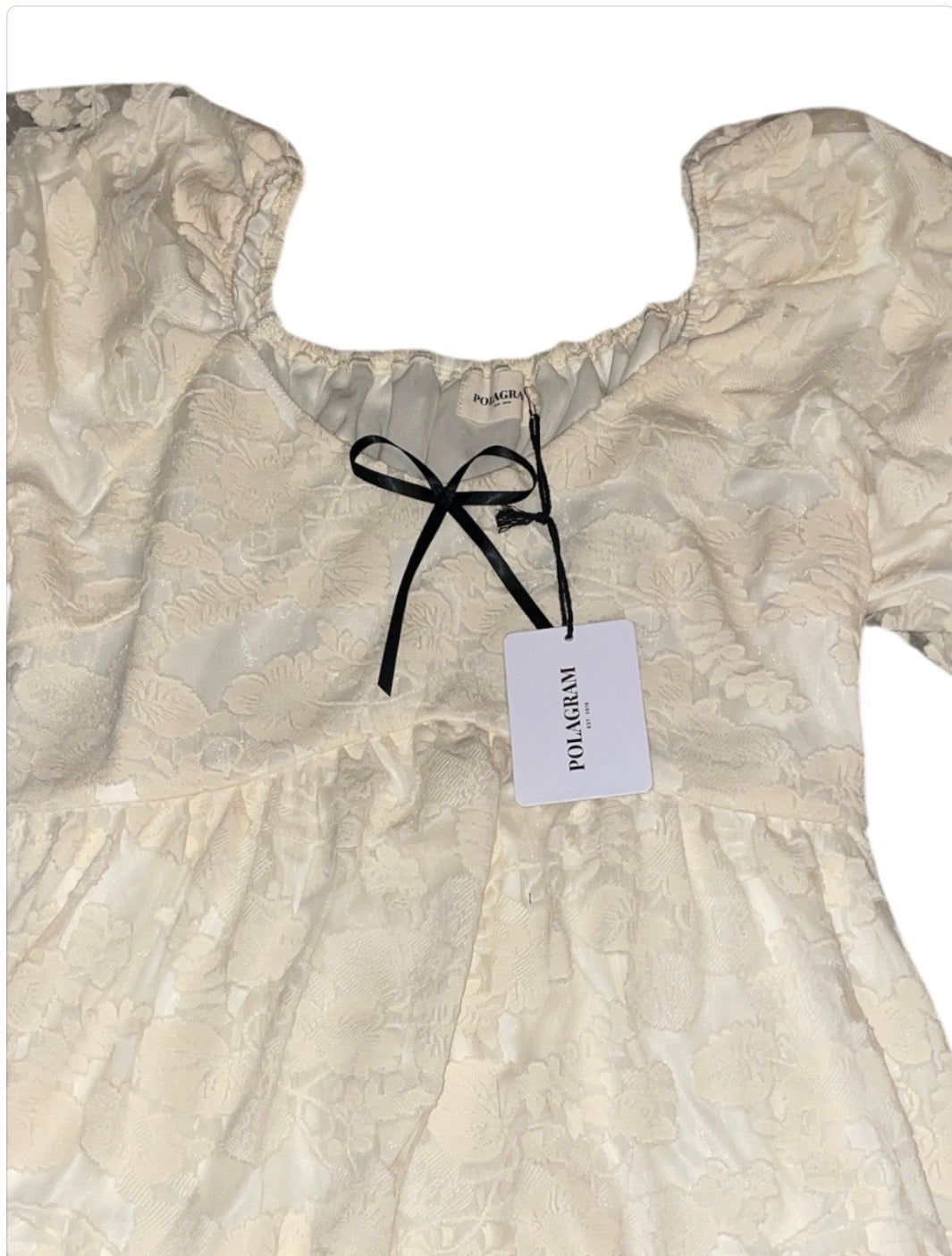 Polagram ivory textured floral jacquard blouse (XL)