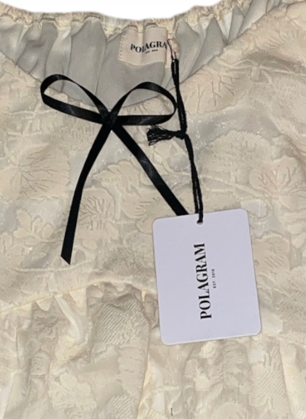 Polagram ivory textured floral jacquard blouse (XL)