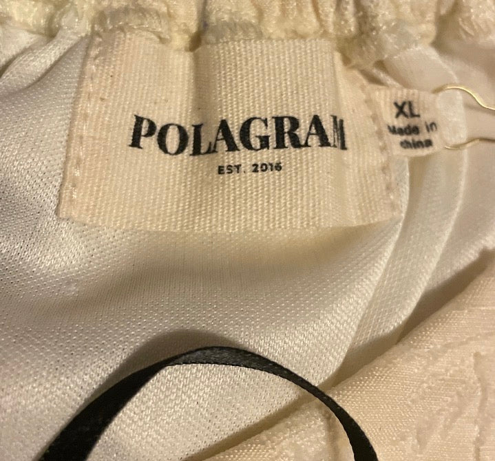 Polagram ivory textured floral jacquard blouse (XL)