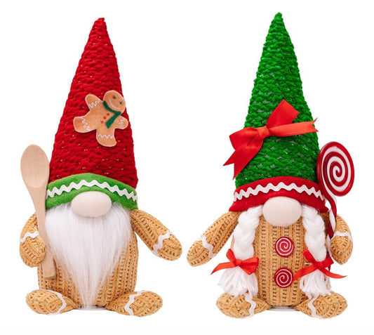 Christmas Gingerbread Man Lighted Gnome 2 piece set