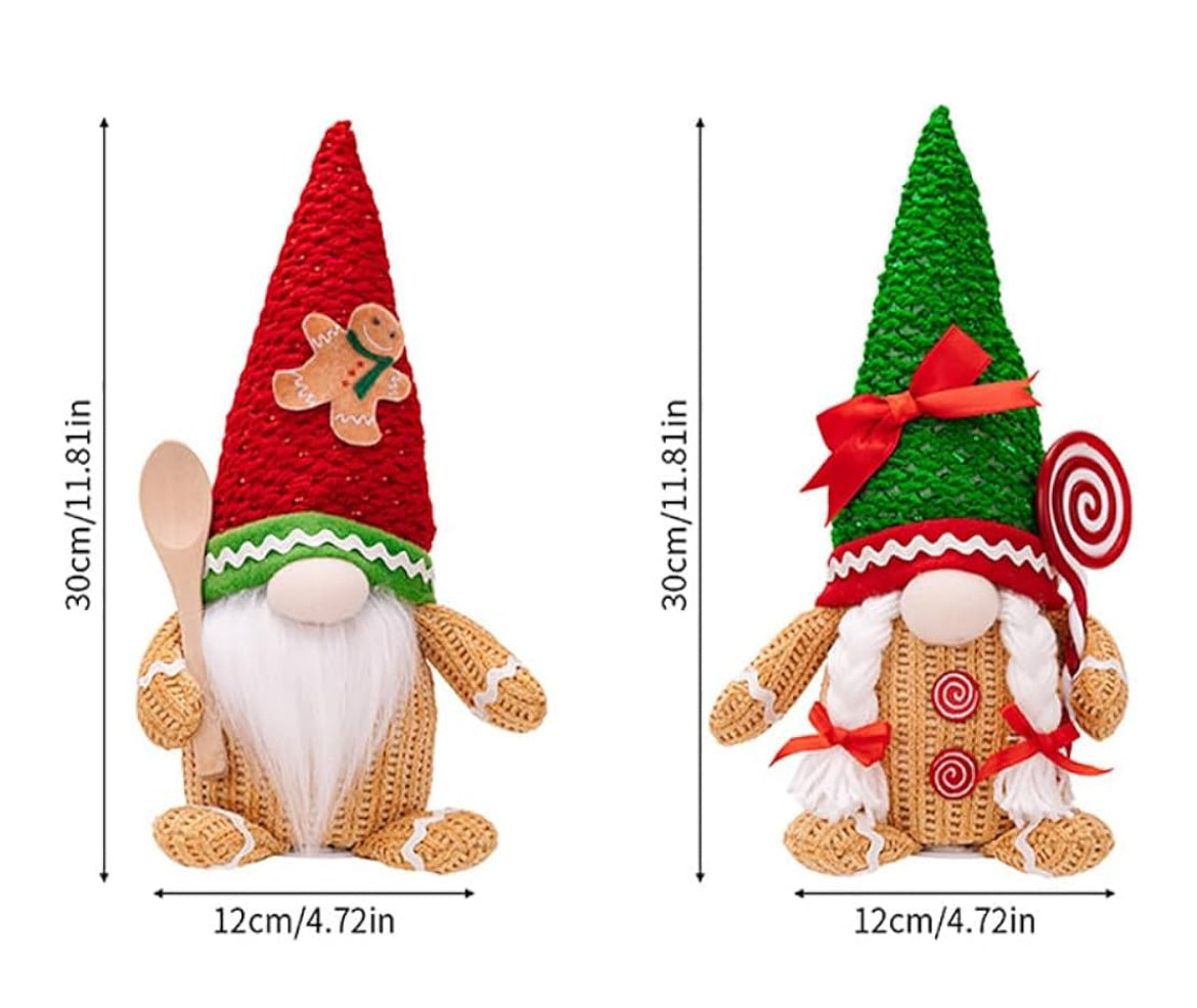 Christmas Gingerbread Man Lighted Gnome 2 piece set
