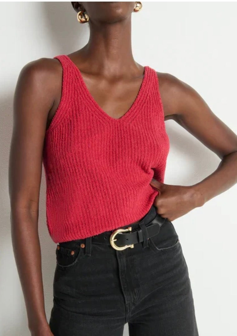 Nation Ltd Cece Sweater Tank Heartbeat Red