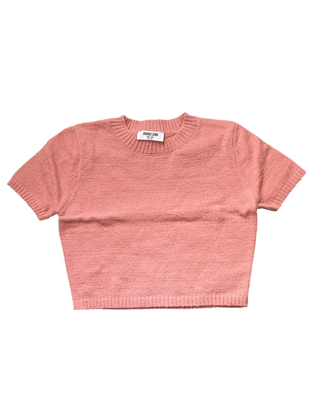 Double Zero short-sleeve fuzzy knit cropped top (Large)