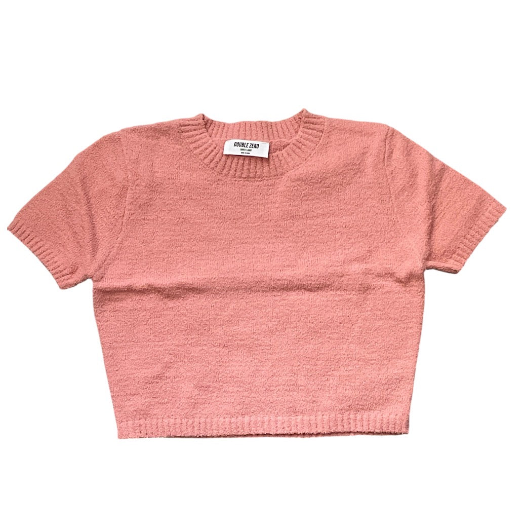 Double Zero short-sleeve fuzzy knit cropped top (Medium)