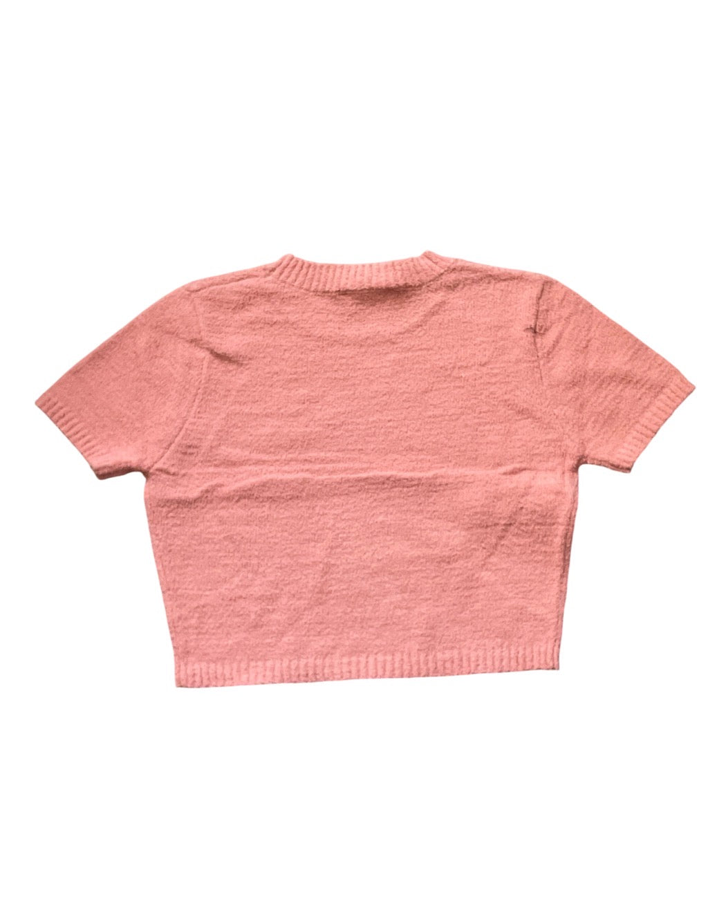 Double Zero short-sleeve fuzzy knit cropped top (Large)
