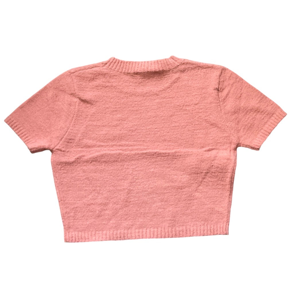 Double Zero short-sleeve fuzzy knit cropped top (Medium)