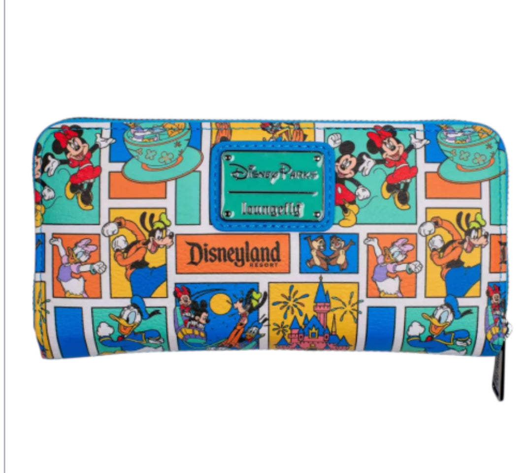 Disney Parks Loungefly "Play in the Park" wallet featuring Mickey Mouse and Friends.